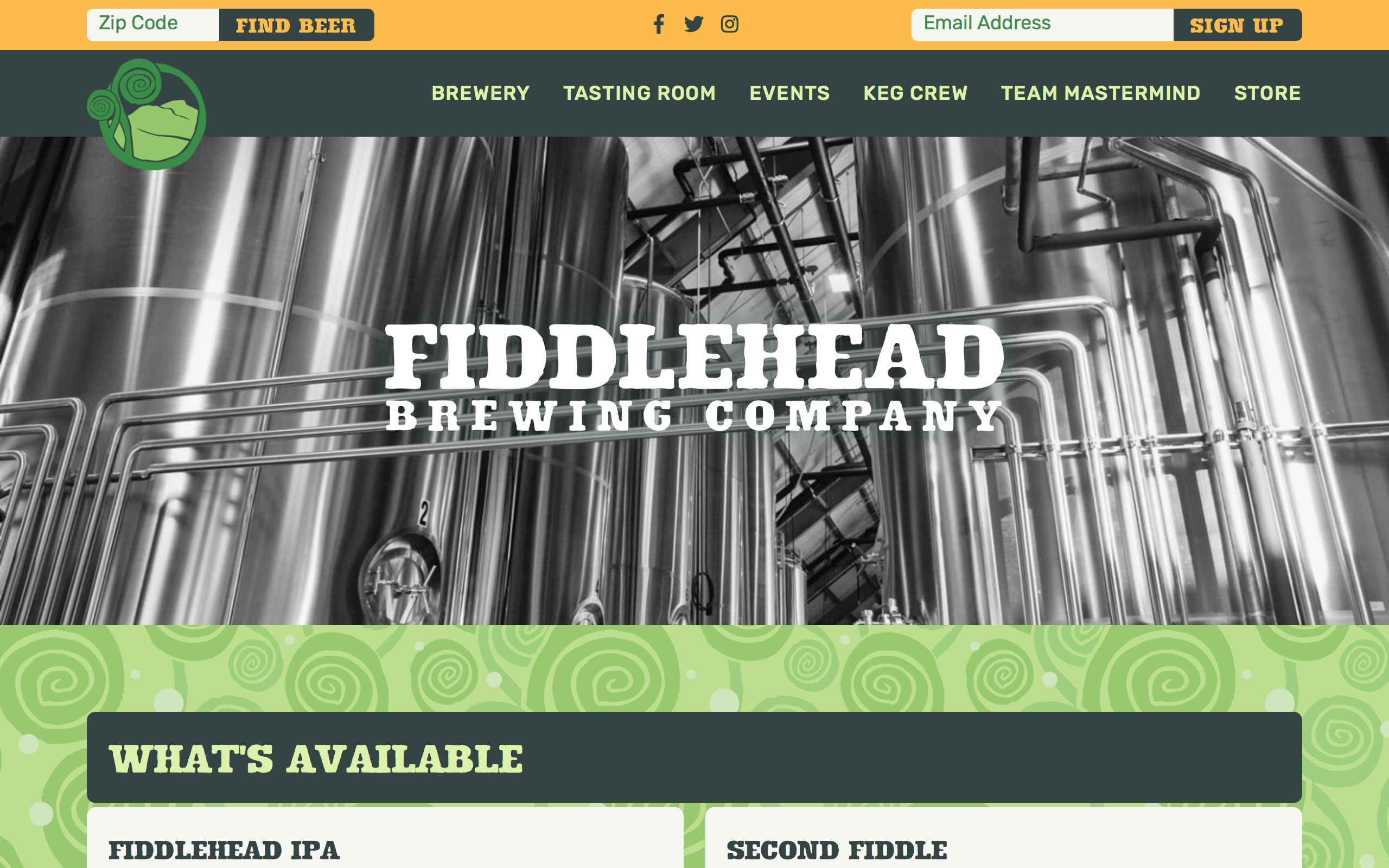 fiddleheadbrewing.com screenshot